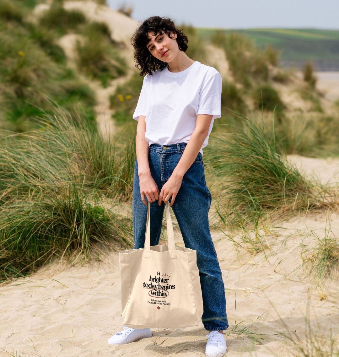 Brighter today beige tote