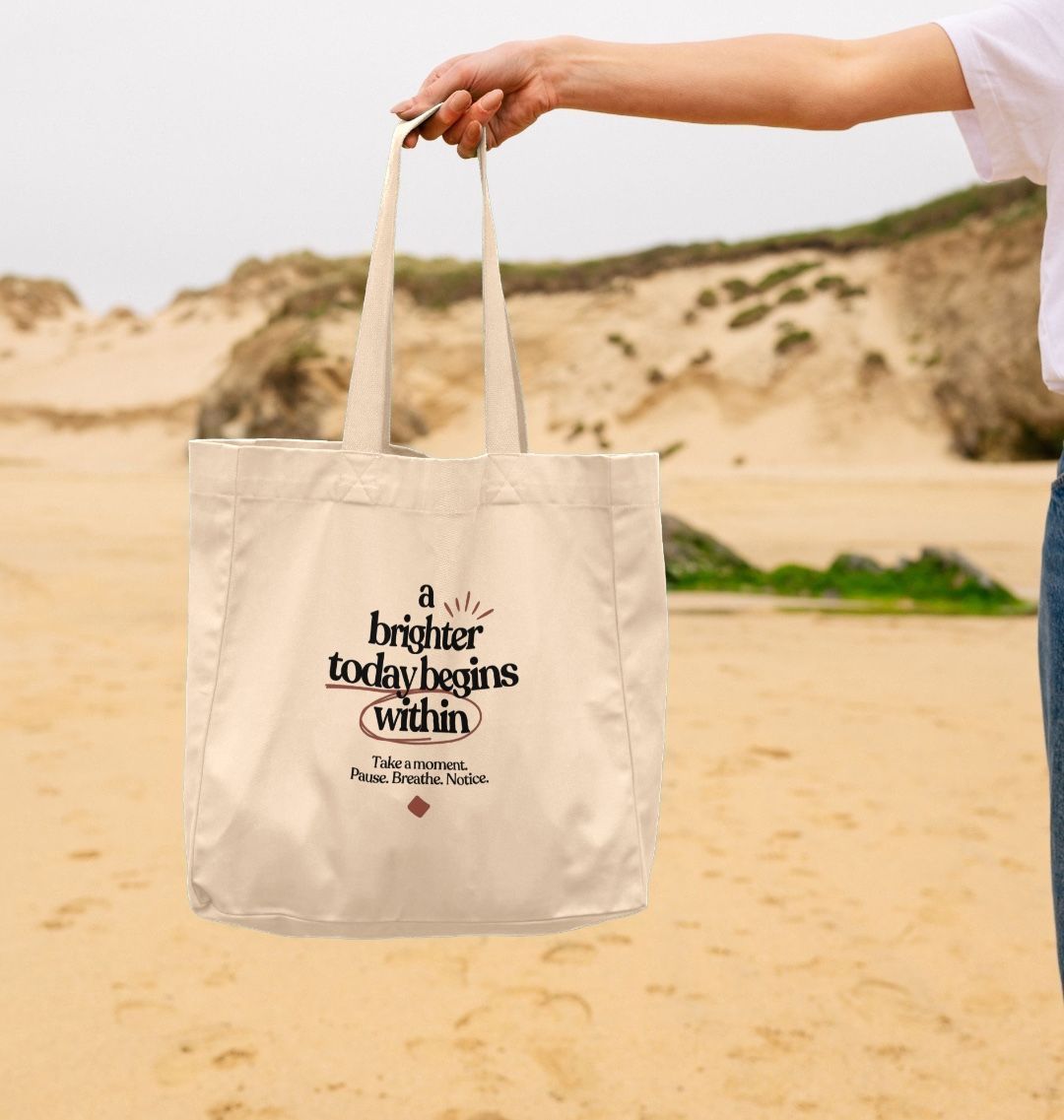 Brighter today beige tote