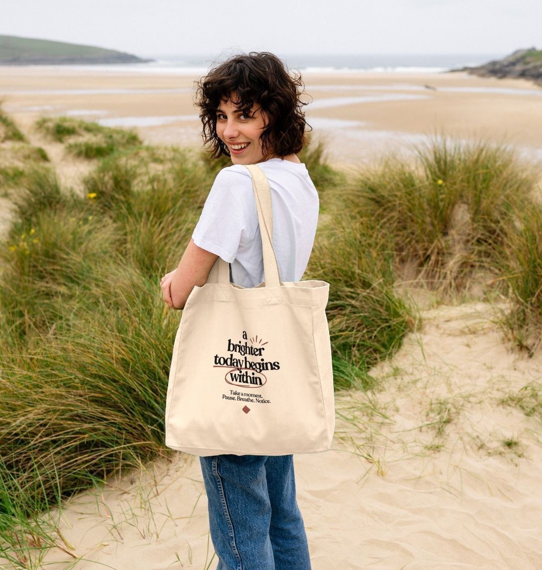Brighter today beige tote